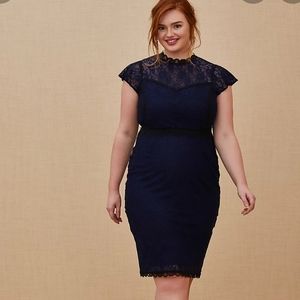 special occasion navy lace shift dress